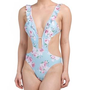 Cikada Cutout floral one piece swimsuit